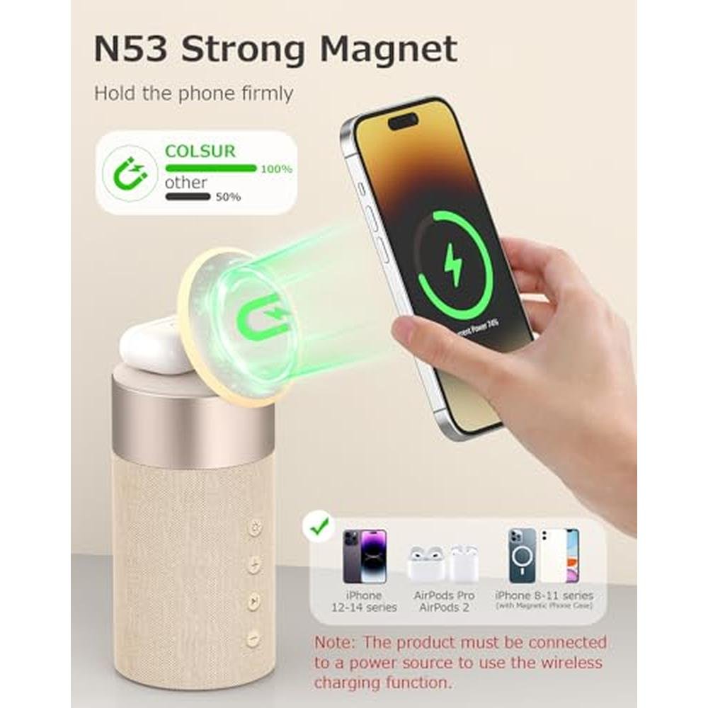 COLSUR Bluetooth Speaker: Magnetic Wireless Charger – Close-up Detail