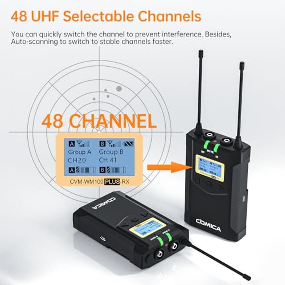 Microphone Comica: Comica CVM-WM100PLUS Wireless Microphone – Side View