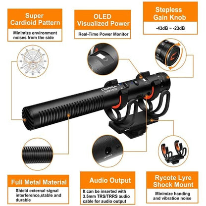 Microphone Comica: COMICA VM20 Shotgun Super-Cardioid – Side View