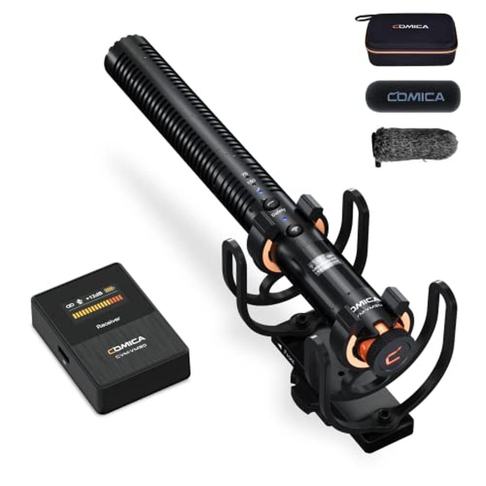 Microphone Camera: COMICA VM30 Shotgun Microphone with – Front View