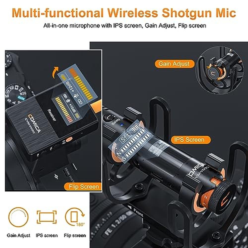 Microphone Camera: COMICA VM30 Shotgun Microphone with – Side View
