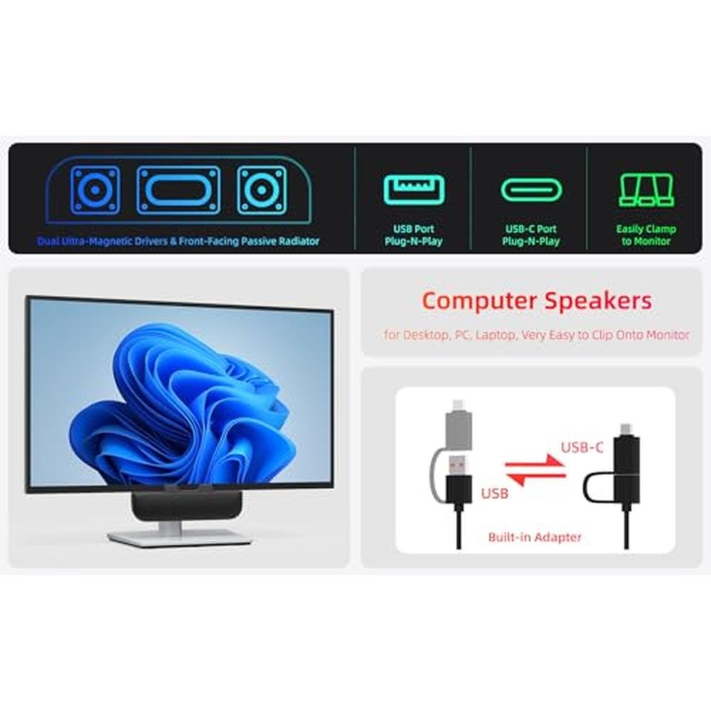 Computer Speakers: Premium High-End Desktop PC Monitor – Side View