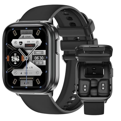 Smart Watch: coolhenry Fitness Tracker with Earbuds – Front View