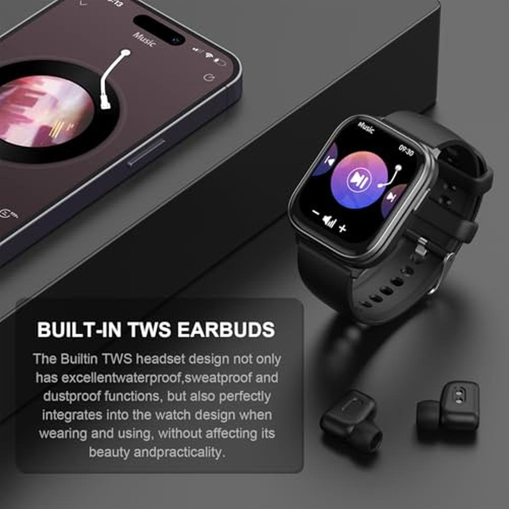 Smart Watch: coolhenry Fitness Tracker with Earbuds – Side View