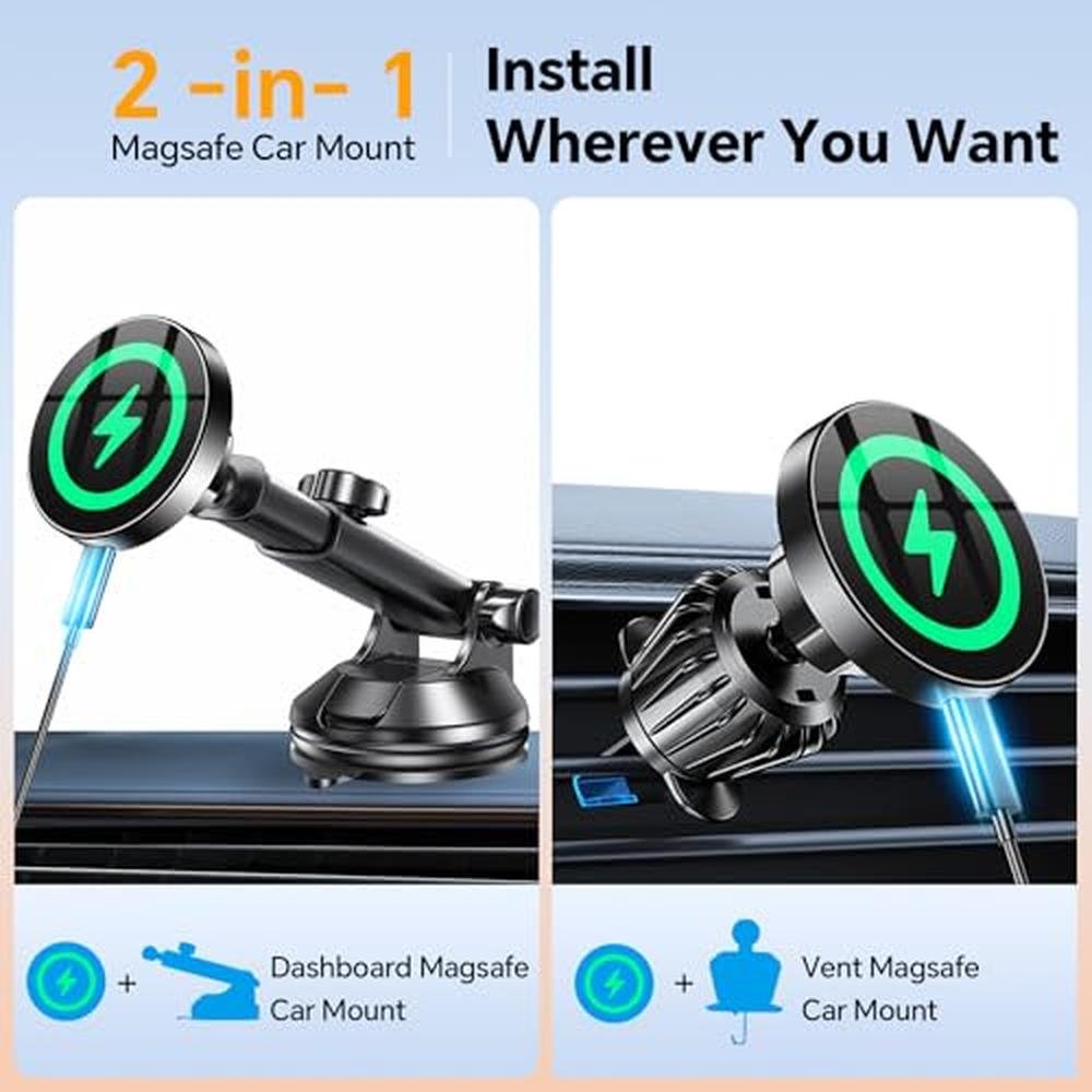 Coolpow for MagSafe Car Mount ChargerUltra MagnetMagnetic – Side View