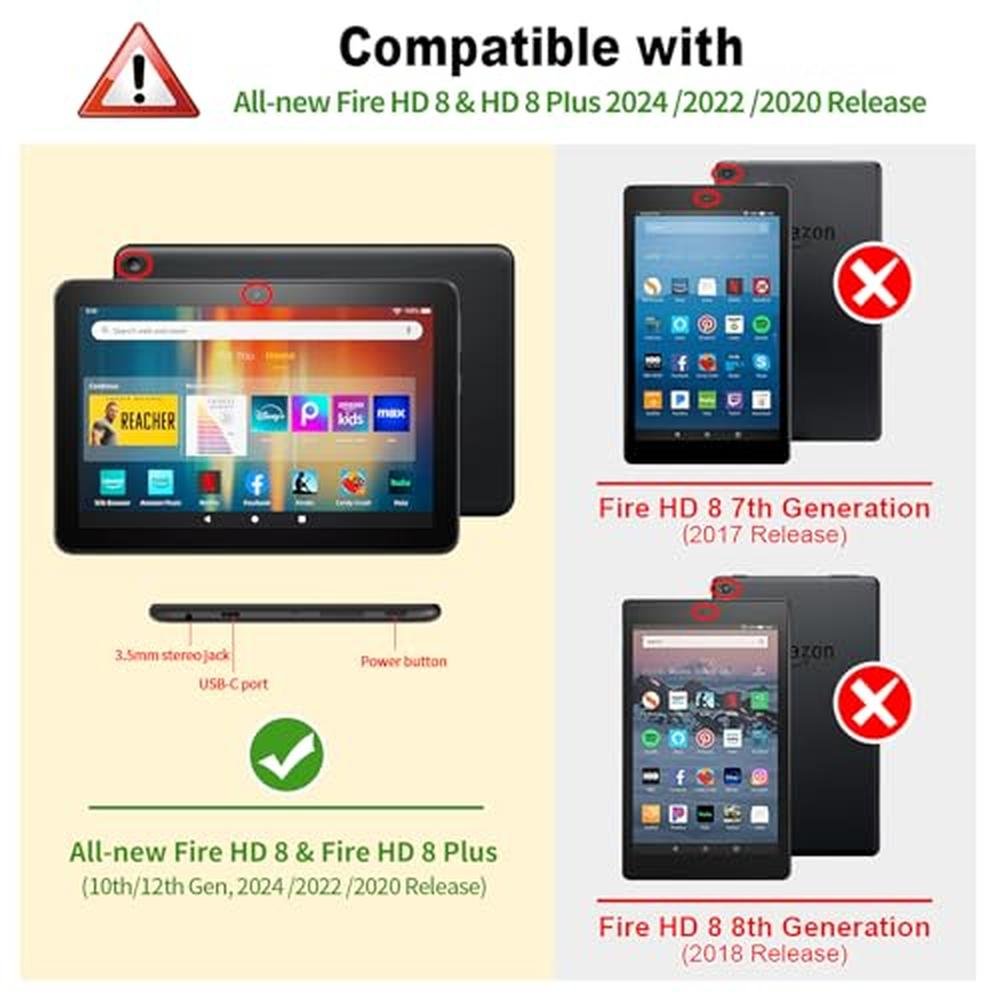 COOWPS Case: Premium Fire HD 8 & HD 8 Plus Tablet 12th/10th – Side View