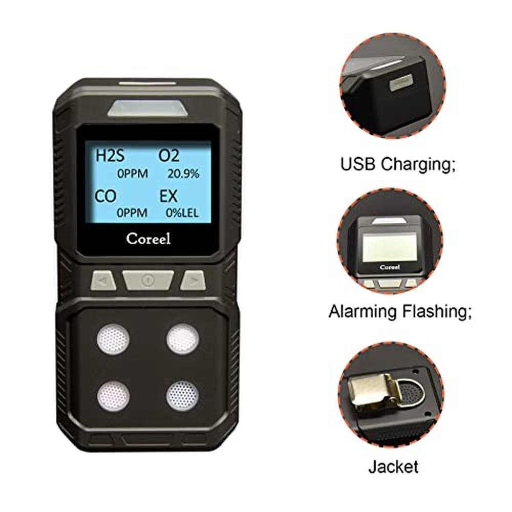 Gas Coreel: Coreel 4 Gas Monitor Portable CO H2S O2 EX Gas – Close-up Detail