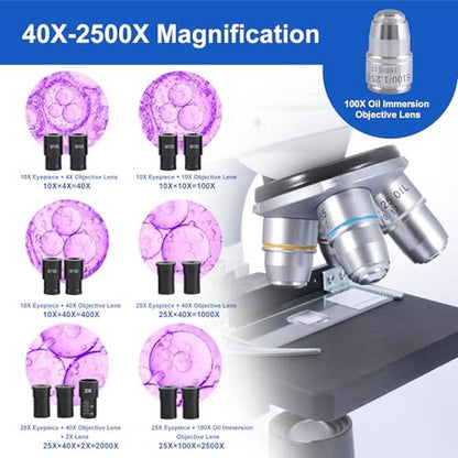 Binocular Microscope: Creahub Compound 40x-2500x – Side View