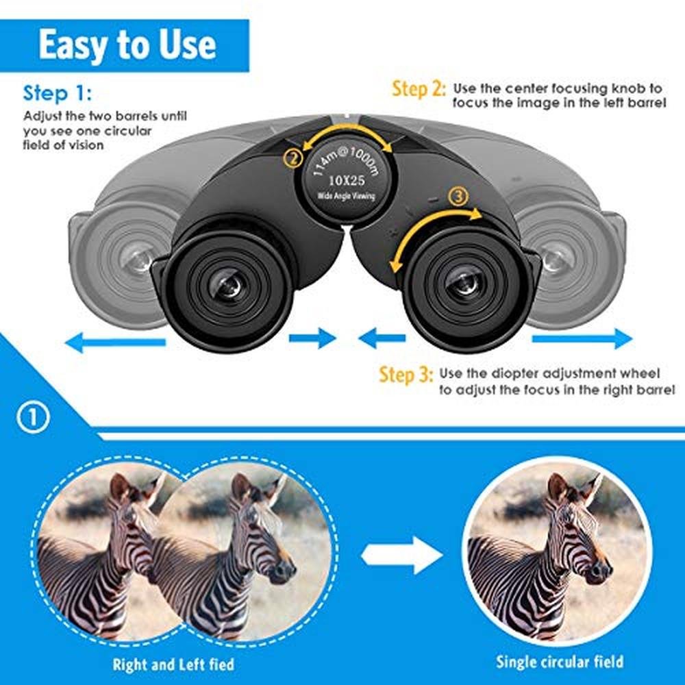 Binoculars Criacr: High-Powered 10x25 Folding Binoculars – Close-up Detail