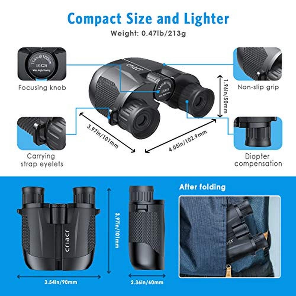 Binoculars Criacr: High-Powered 10x25 Folding Binoculars – Packaging