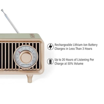 Crosley CR3043A-MT Milton Portable Rechargeable FM Radio – Side View