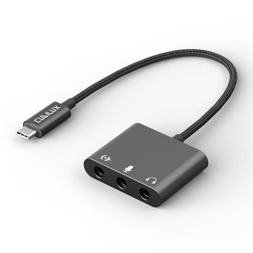 Recording Adapter: Cubilux USB C to 3.5mm – Front View