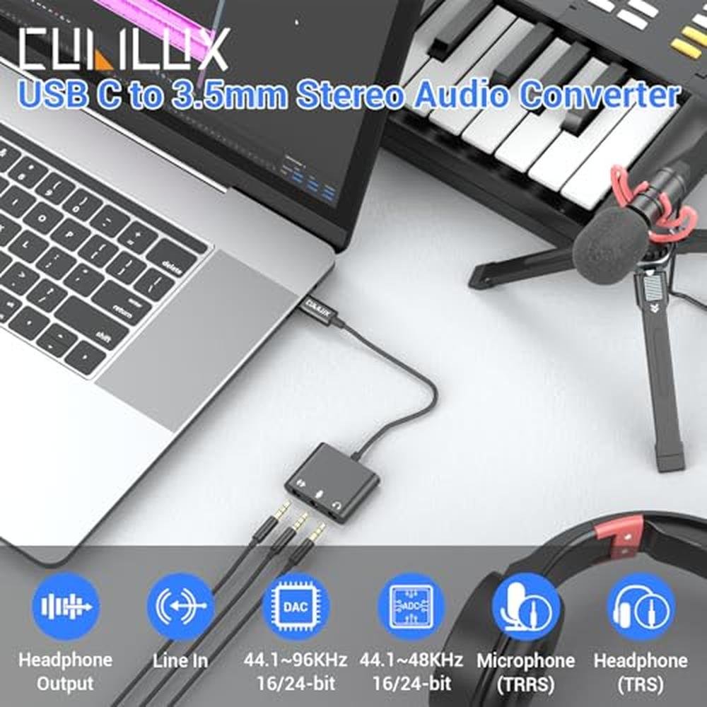 Recording Adapter: Cubilux USB C to 3.5mm – Side View