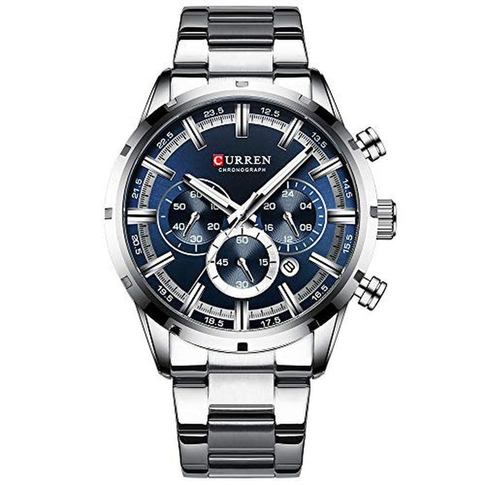 Curren Mens Watch: Sport Quartz Chronograph Wristwatches – Front View