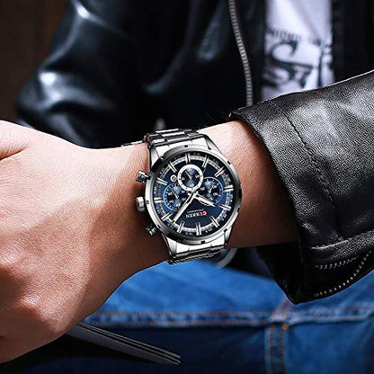Curren Mens Watch: Sport Quartz Chronograph Wristwatches – Side View