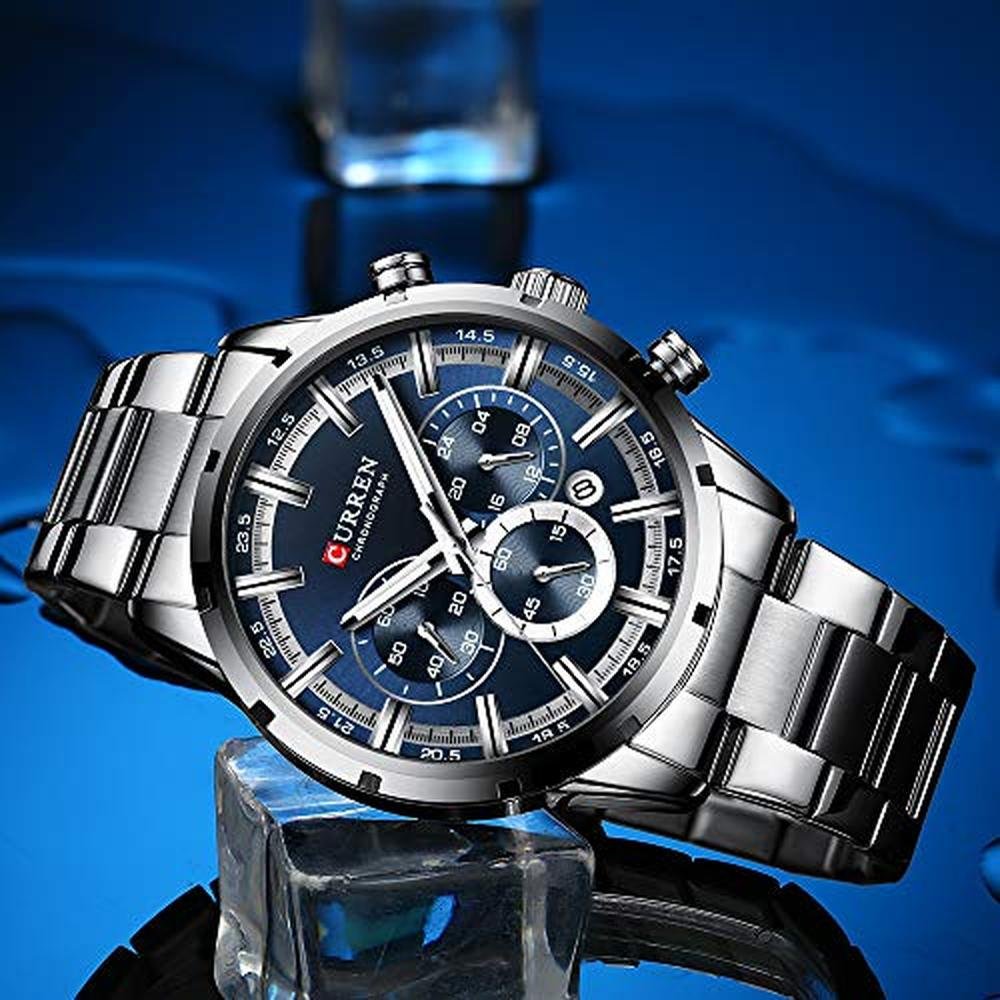 Curren Mens Watch: Sport Quartz Chronograph Wristwatches – Close-up Detail