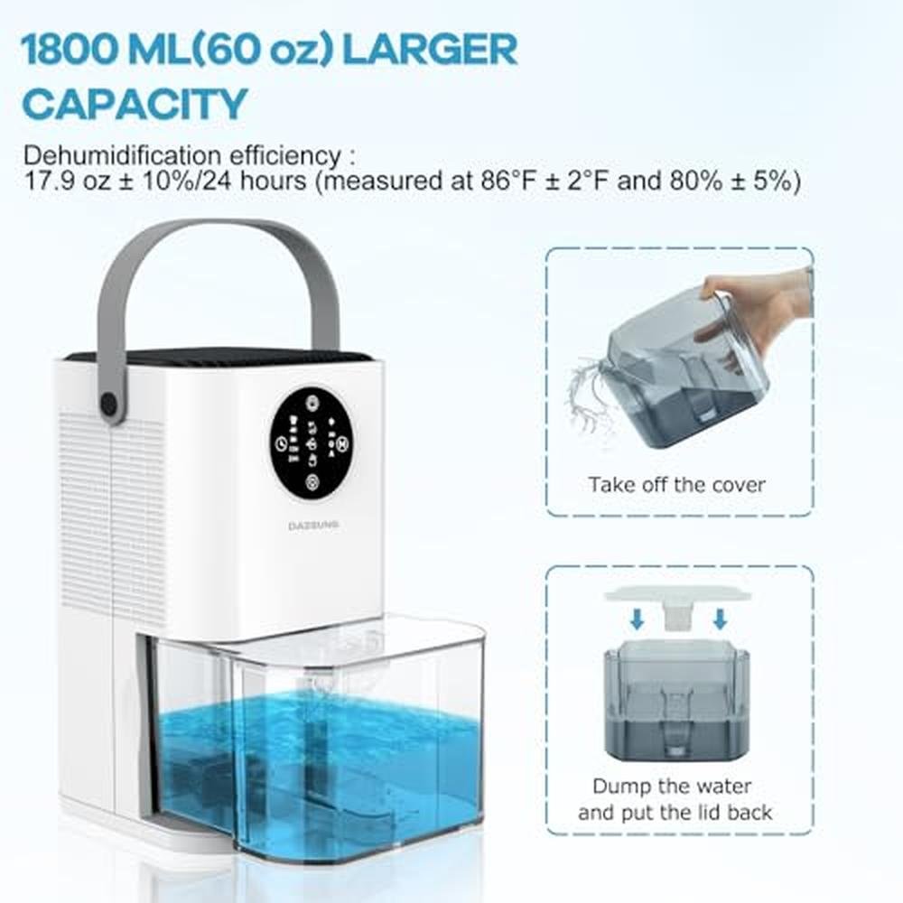 Dehumidifier Small: DAESUNG 60 OZ Quiet Dehumidifier for – Packaging