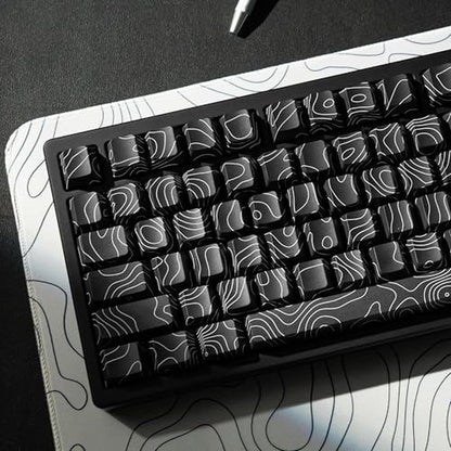 Keycaps Keyboard: Dagaladoo Black Topographic Double Shot – Front View