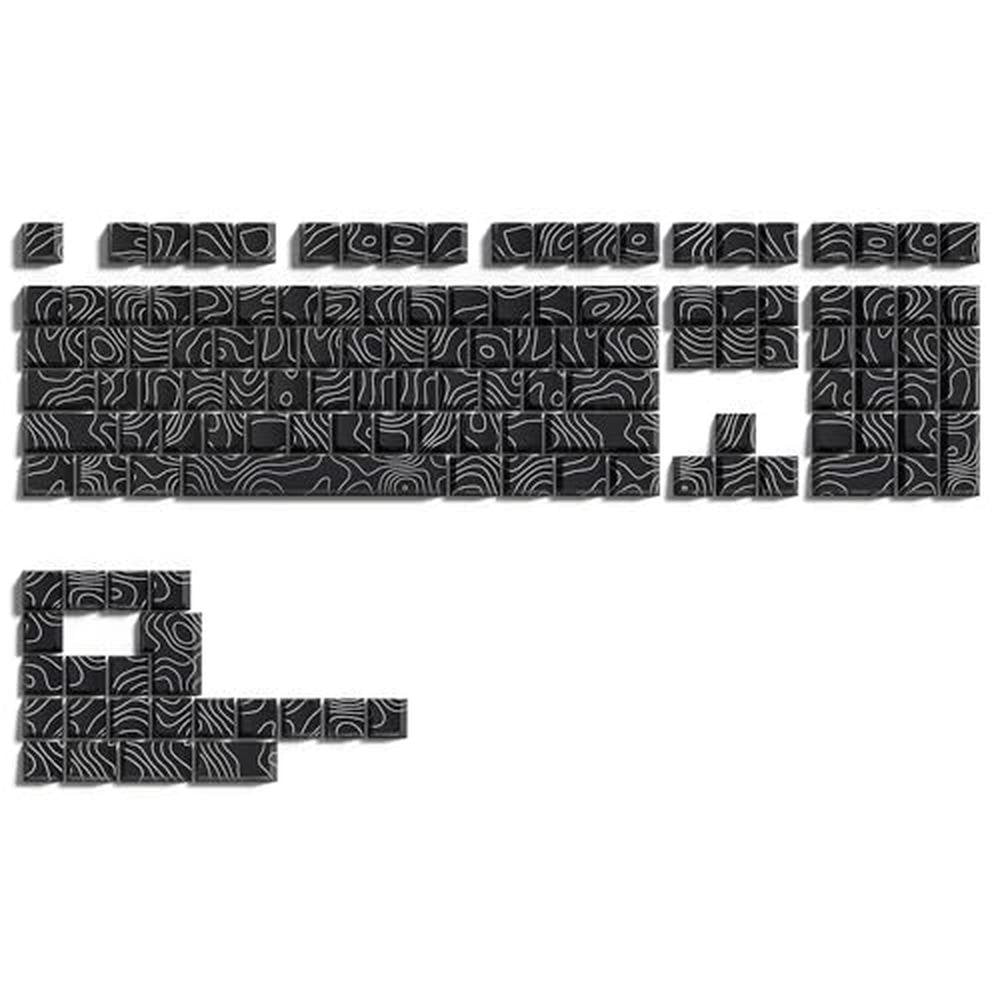 Keycaps Keyboard: Dagaladoo Black Topographic Double Shot – Side View