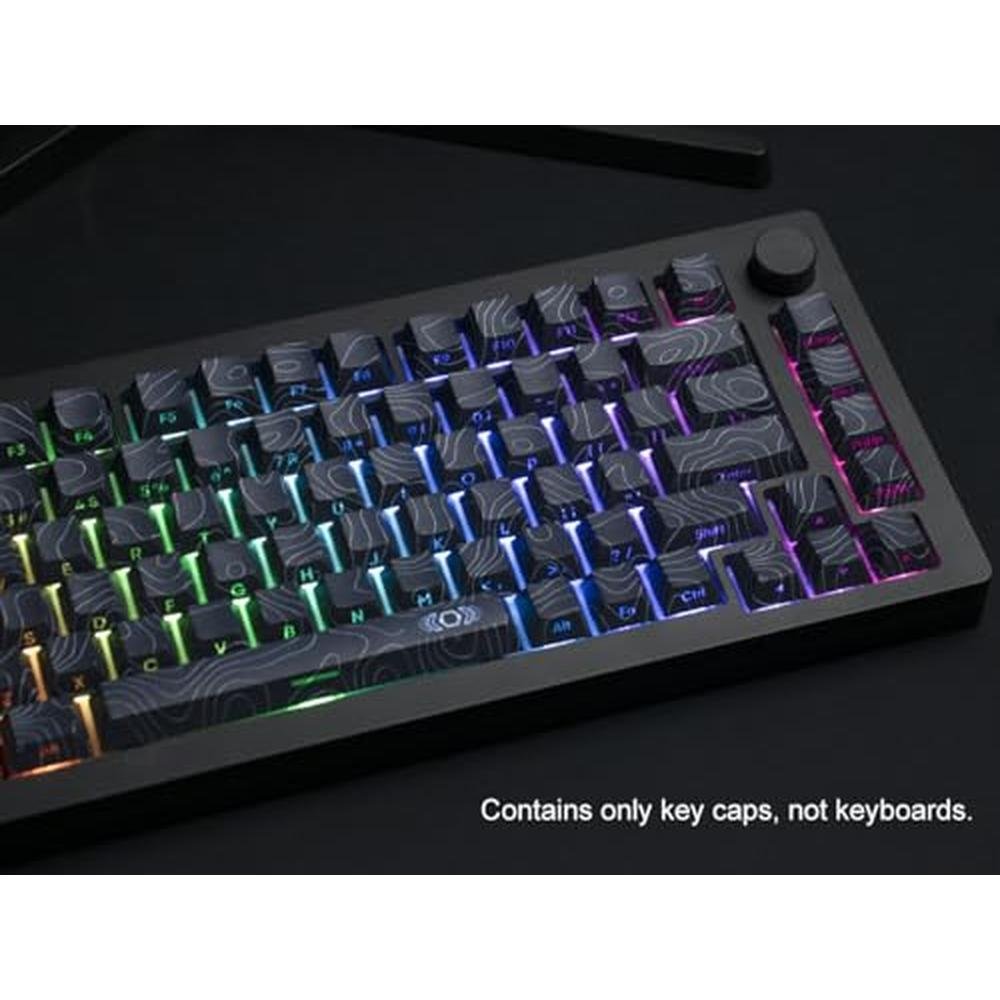 Keycaps Keyboard: Dagaladoo Black Topographic Double Shot – In Use