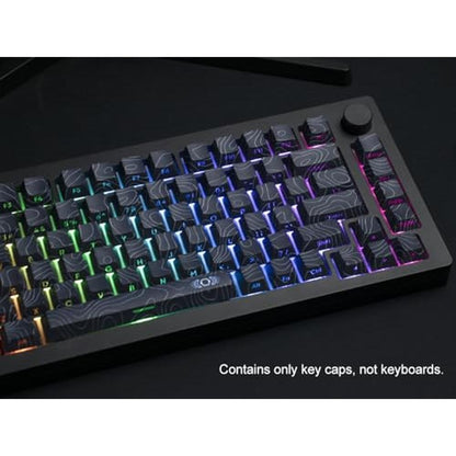 Keycaps Keyboard: Dagaladoo Black Topographic Double Shot – In Use