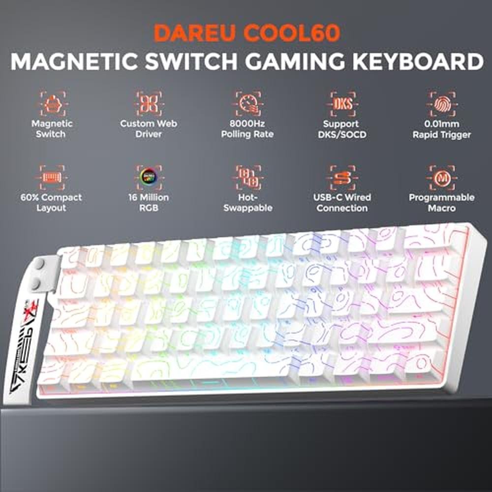 Dareu Cool60: Dareu Cool 60 Hall Effect Gaming Keyboard – Side View