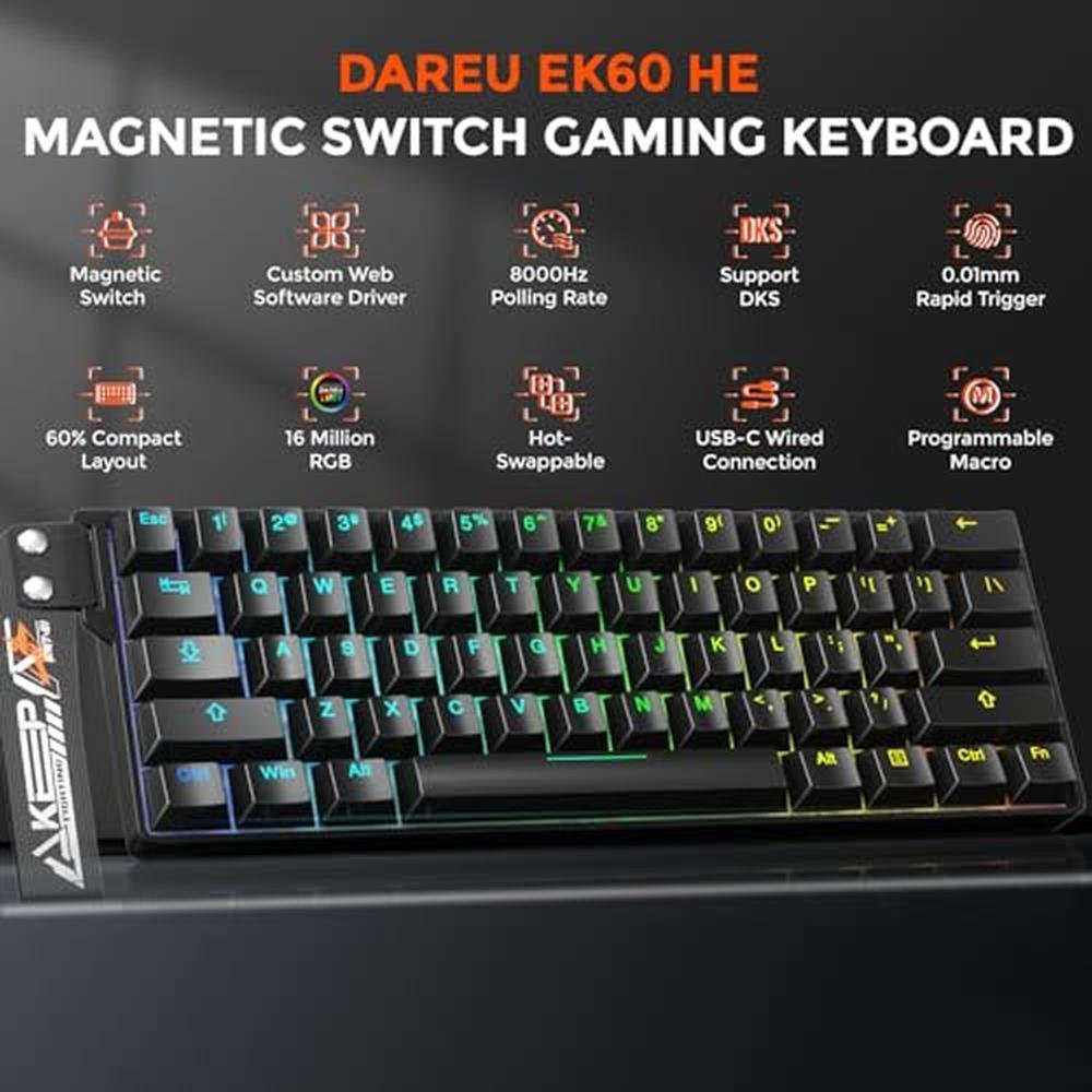 Dareu EK60 HE: Rapid Trigger Gaming Keyboard Wired 0.01mm – Side View