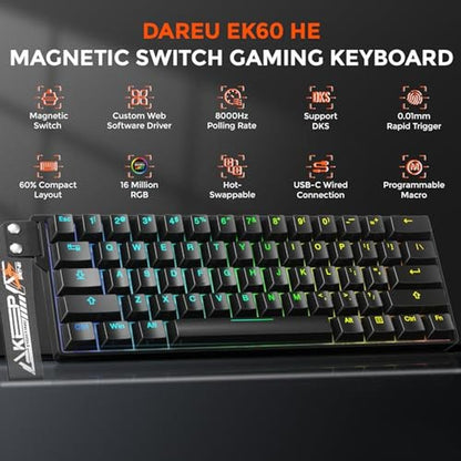 Dareu EK60 HE: Rapid Trigger Gaming Keyboard Wired 0.01mm – Side View