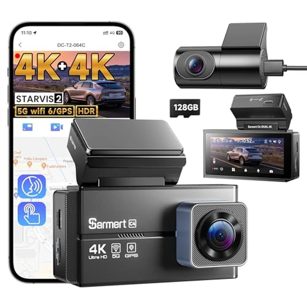 Dash Cam: Sarmert C4 Dual 4K STARVIS 2 Sensor – Front View
