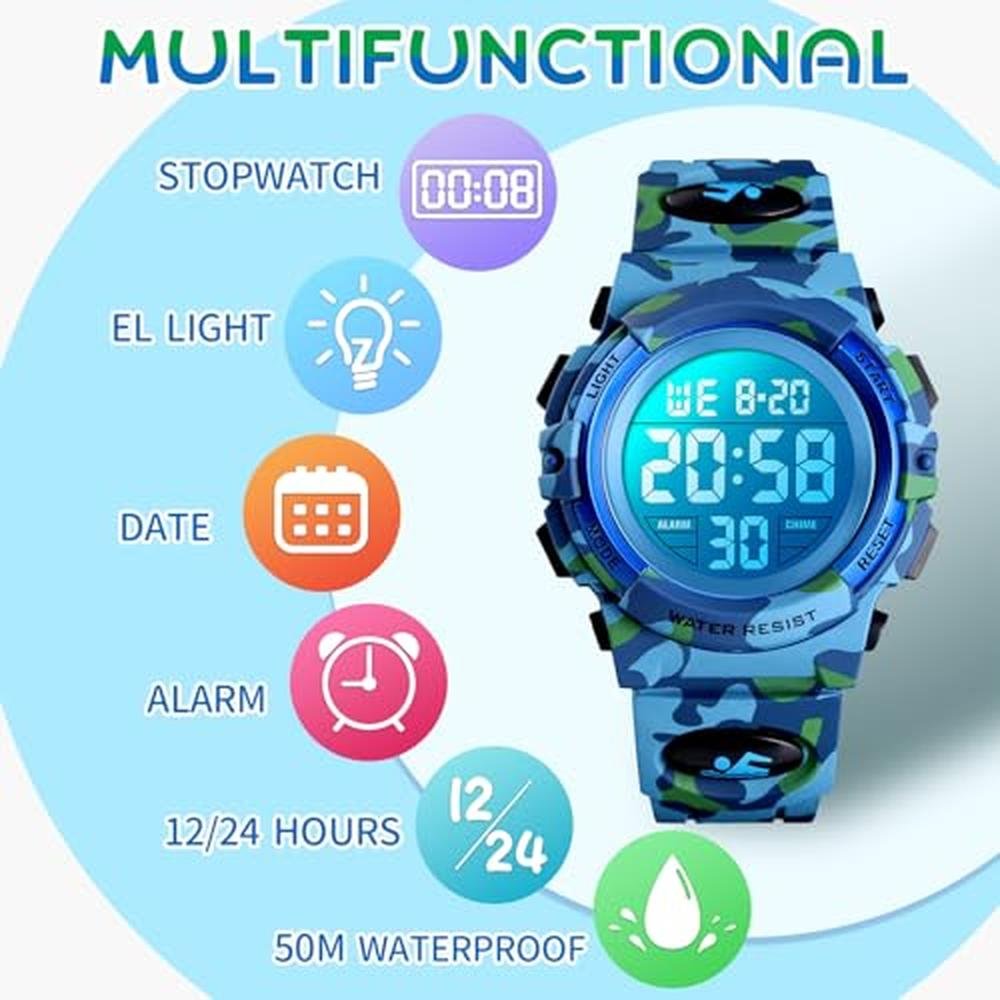 Kids Dayllon Digital Watch: Dayllon Kids Watch 50m – Close-up Detail