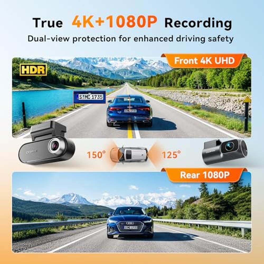 DDPAI 4K Dash Cam Front and Rear – Side View