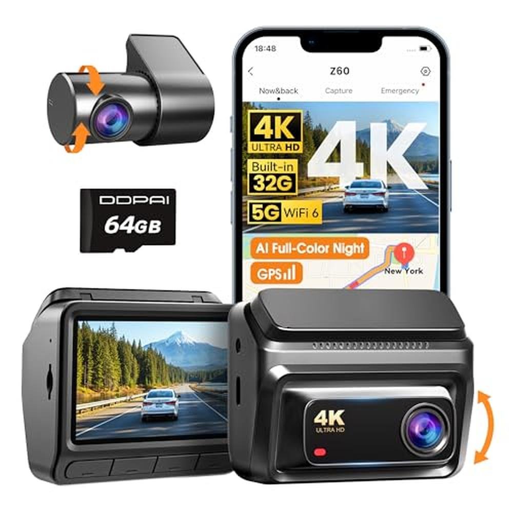 DDPAI 4K Dash Cam Front and Rear – Front View