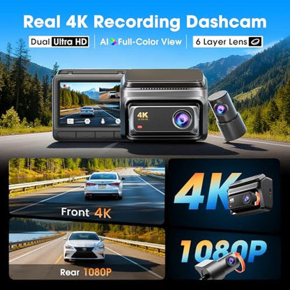 DDPAI 4K Dash Cam Front and Rear – Side View