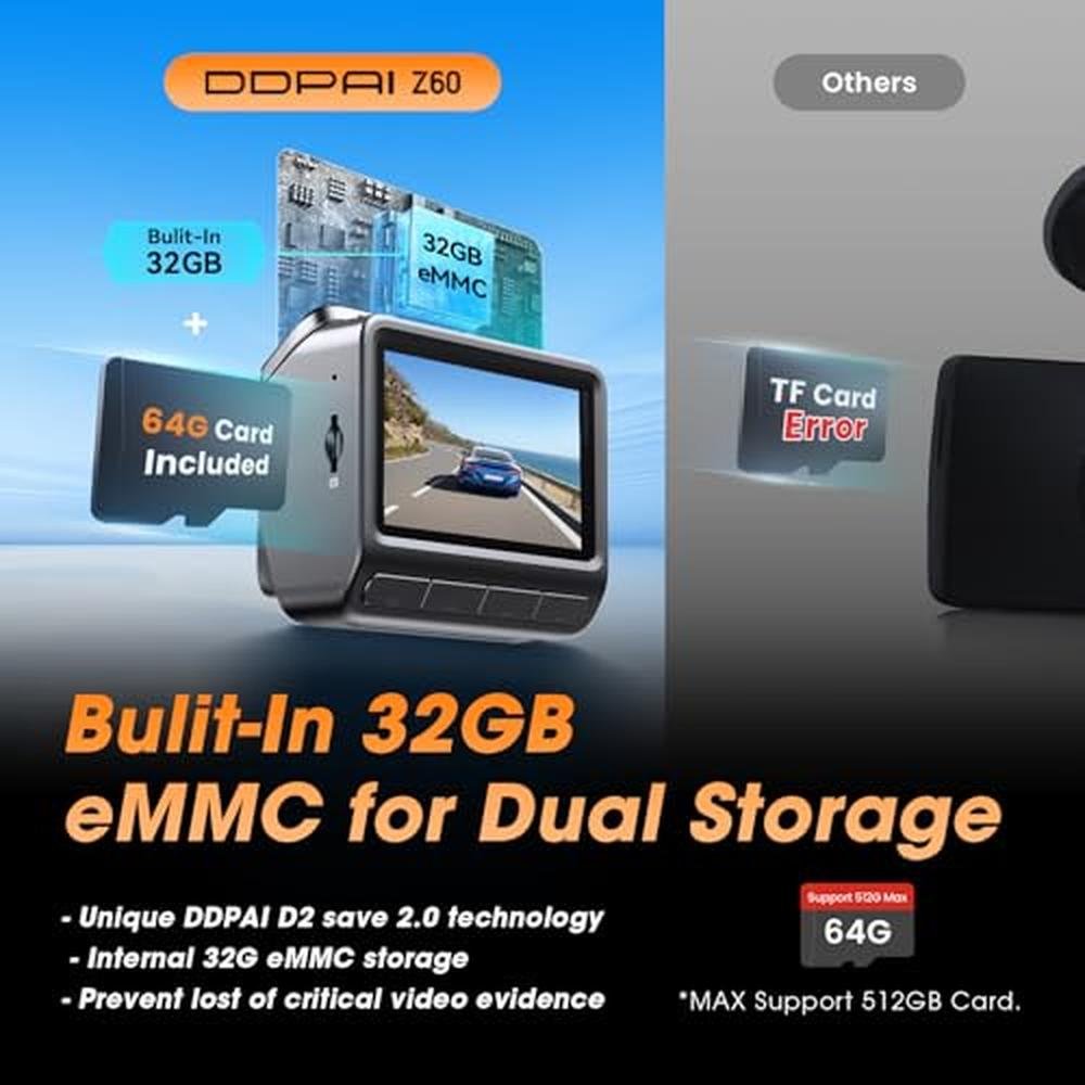 DDPAI 4K Dash Cam Front and Rear – Close-up Detail
