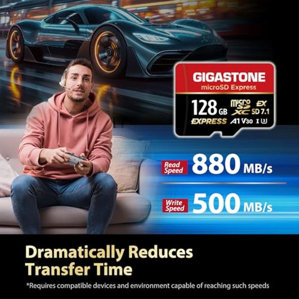 Switch Express: GIGASTONE 128GB microSDXC Express Memory – Side View