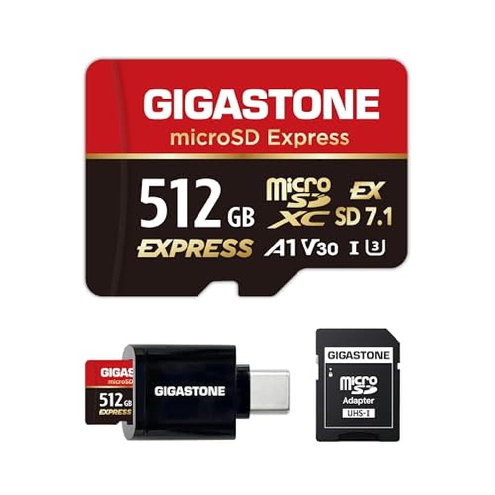 MicroSD Express: GIGASTONE 512GB Switch 2 Compatible – Front View