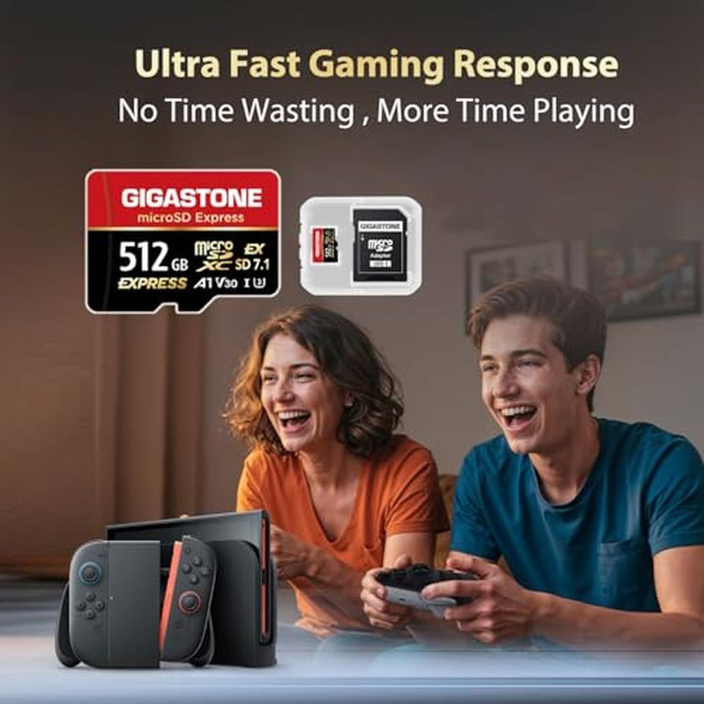 MicroSD Express: GIGASTONE 512GB Switch 2 Compatible – Close-up Detail