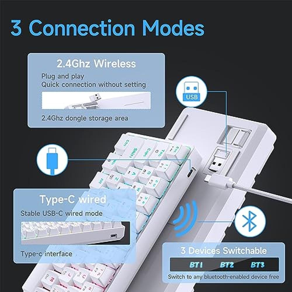 Keyboard DIERYA DK63: 60% Wireless Mechanical Gaming – Close-up Detail