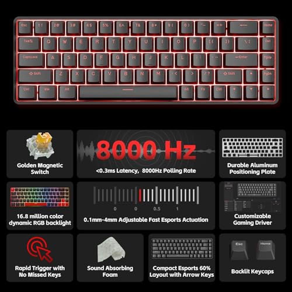 DIERYA DK68-C: 60% Gaming HE Keyboard – Side View