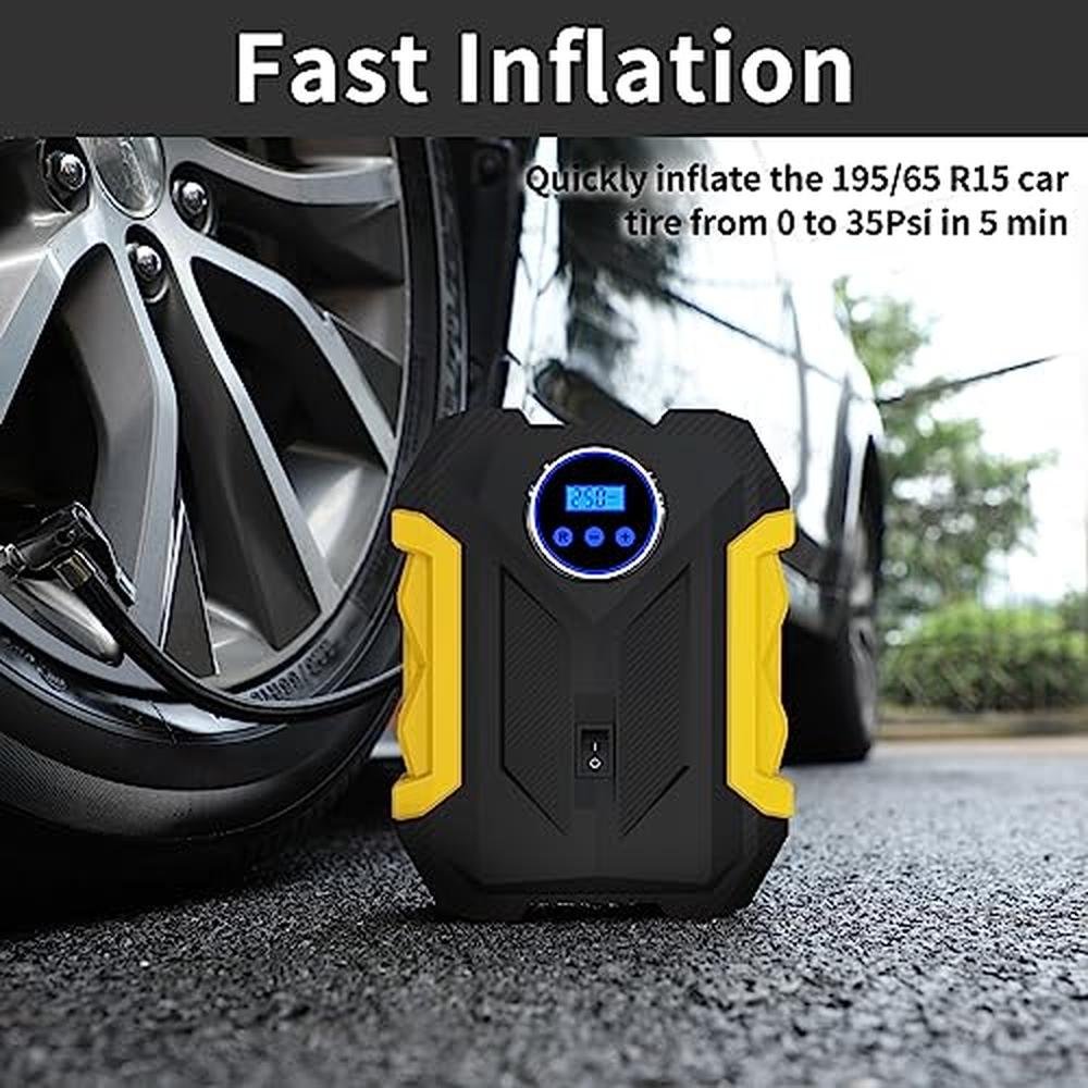 Digital Air Compressor: Premium Portable Tire Inflator with – In Use