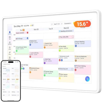 Calendar Wall: Digital Calendar 15.6 Inch Wall Planner – Front View