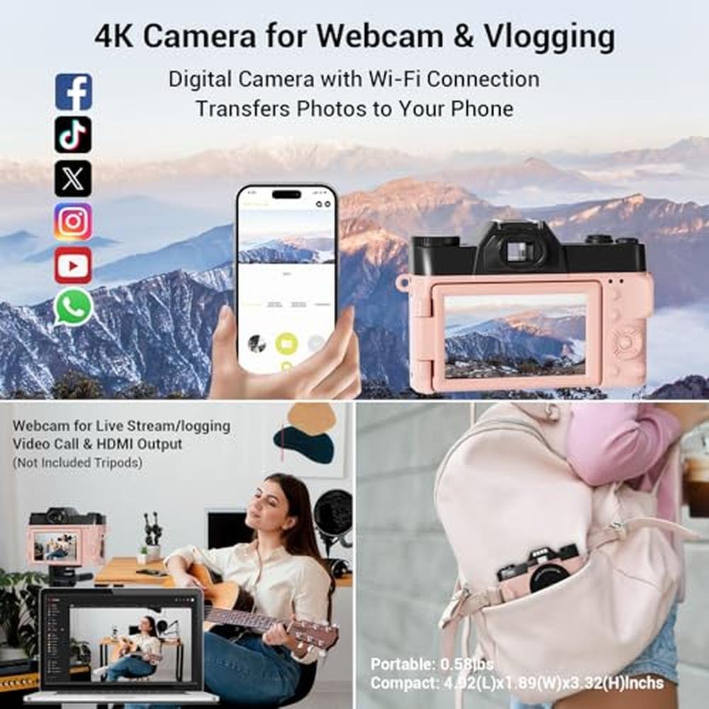 Digital Camera: FHD 4K 75MP WiFi Vlogging Camera with Flip – Close-up Detail