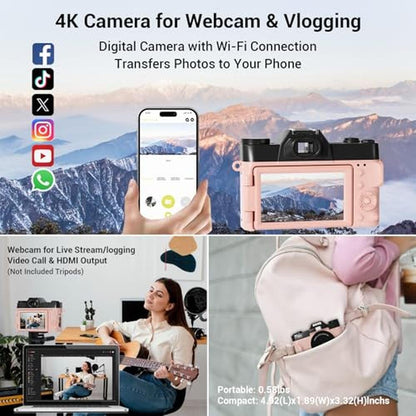 Digital Camera: FHD 4K 75MP WiFi Vlogging Camera with Flip – Close-up Detail