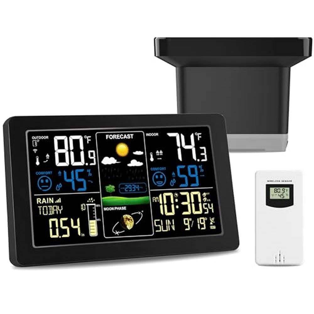 Weather Rain Forecast: Digital Rain Gauge and Weather – Front View