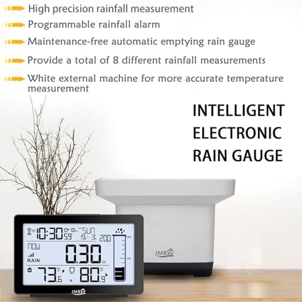 Rain Gauge: Digital Outdoor Wireless Rain Gauge with – Side View