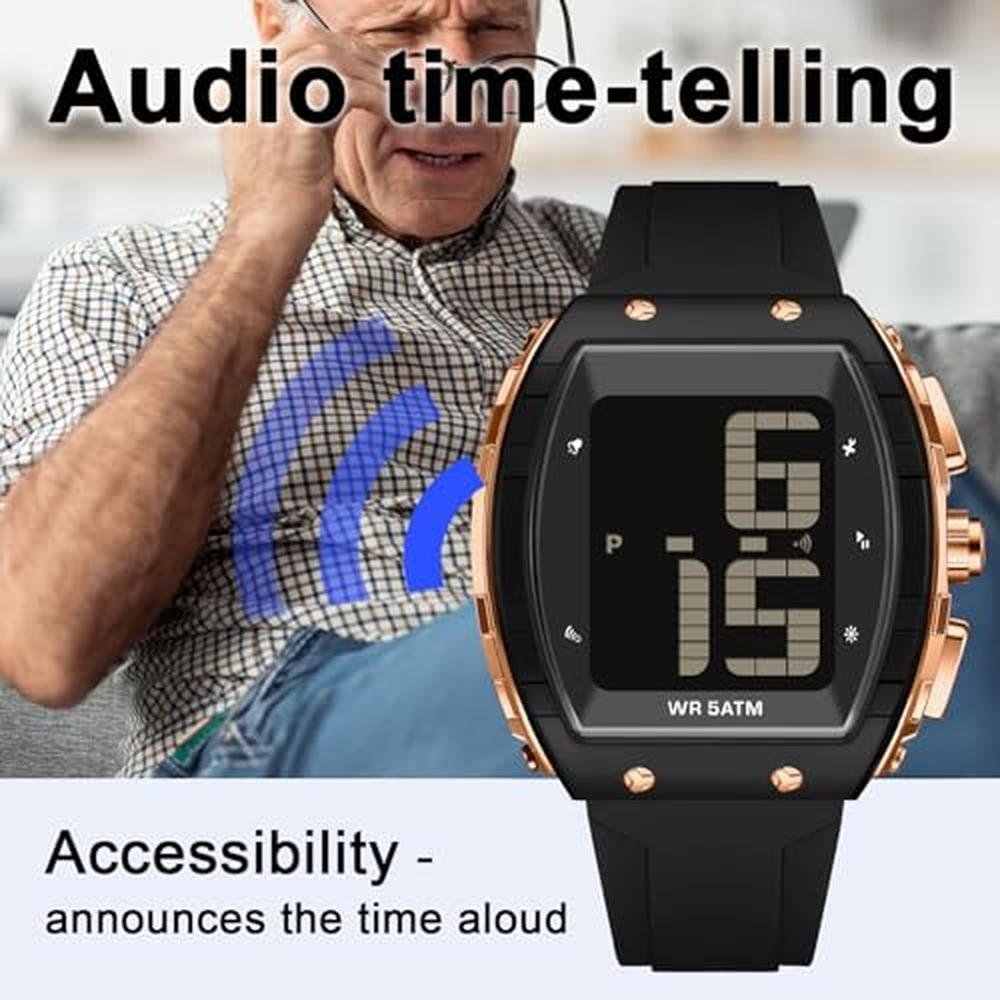 Elderly Watch with Alarm: Easy-to-Read Digital Watch for – Close-up Detail
