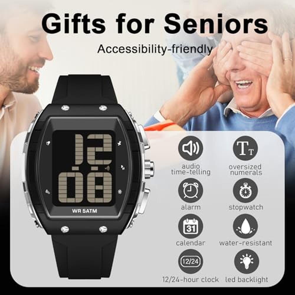 Elderly Watch with Alarm: Easy-to-Read Digital Watch for – In Use