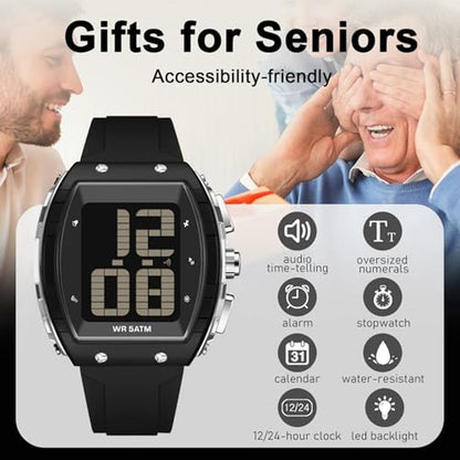 Elderly Watch with Alarm: Easy-to-Read Digital Watch for – In Use