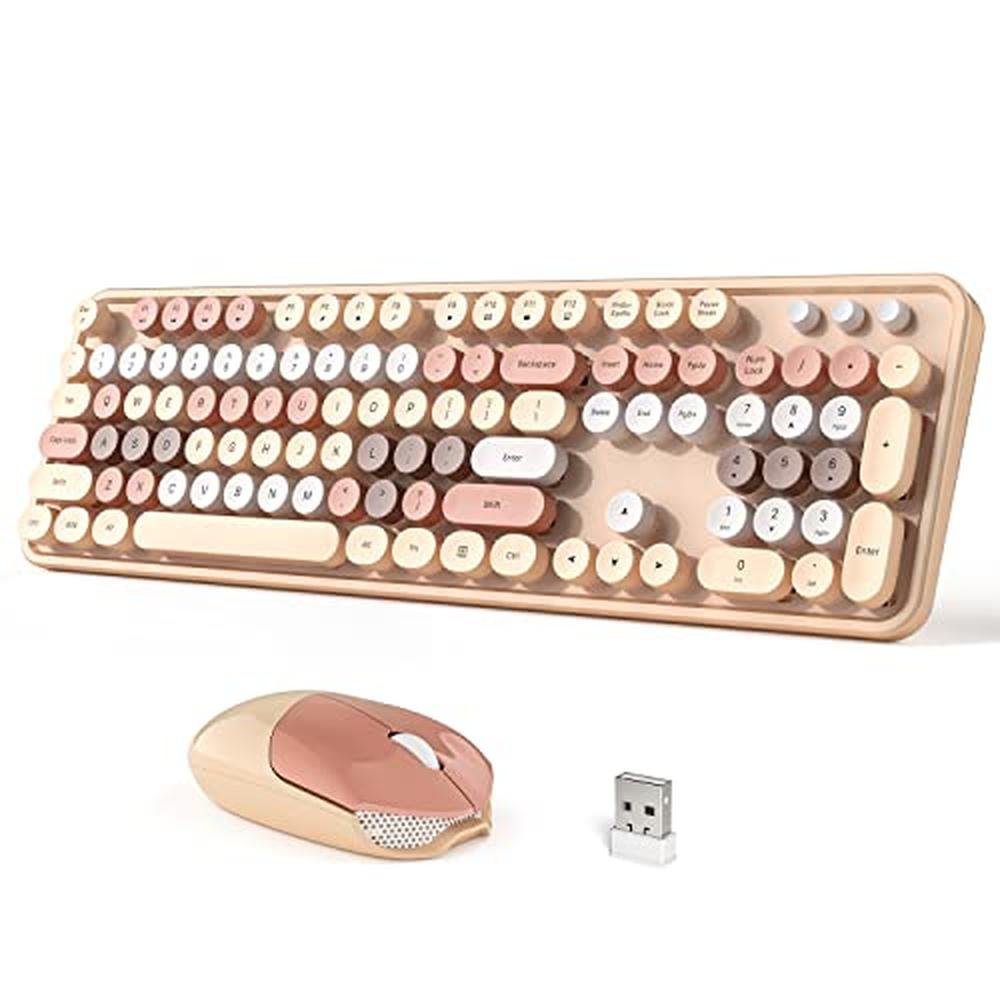 Dilter Wireless Keyboard: 104 Keys Full Sized 2.4 GHz Round – Front View