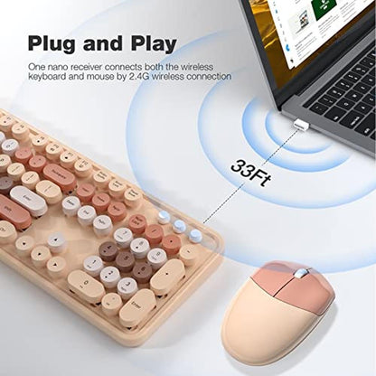 Dilter Wireless Keyboard: 104 Keys Full Sized 2.4 GHz Round – Side View